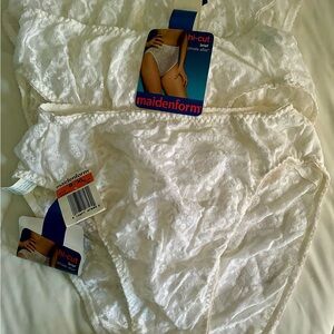 NWT! Maidenform White Lace Hi-Cut Panties- 3 pairs